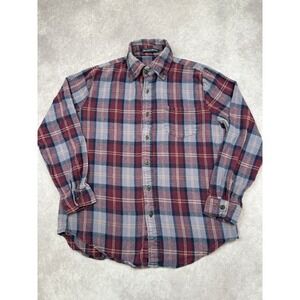 Brandy Melville Plaid Flannel Shirt Women S/M Soft Burgundy Gray‎ Outdoor Cotton